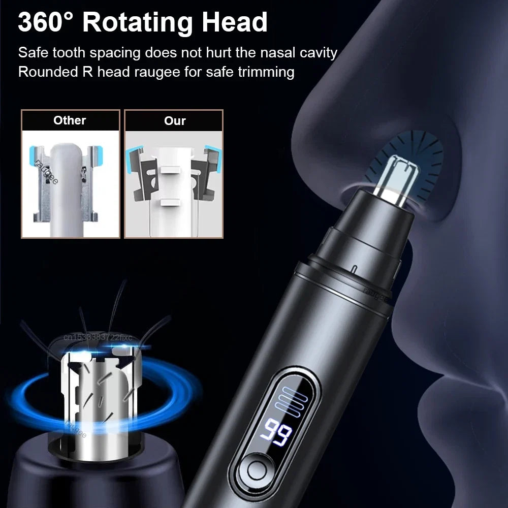 Electric Nose Hair Trimmer Rechargeable Nose Hair Clipper for Men Mini Portable Automatic Shaving Nose Eyebrow Ear Hair Remover Noventix