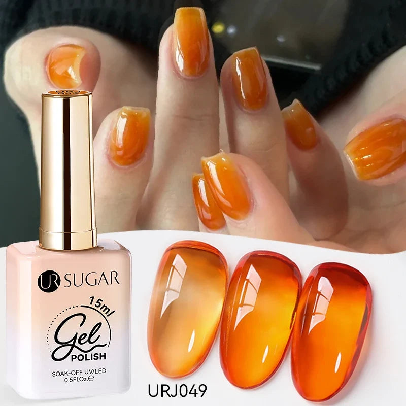 UR SUGAR 15ml Jelly Milky White Translucent Color Gel Polish Semi Permanent UV Gel Nail Art Soak Off Gel Varnish Latest Fashion Blushimmer