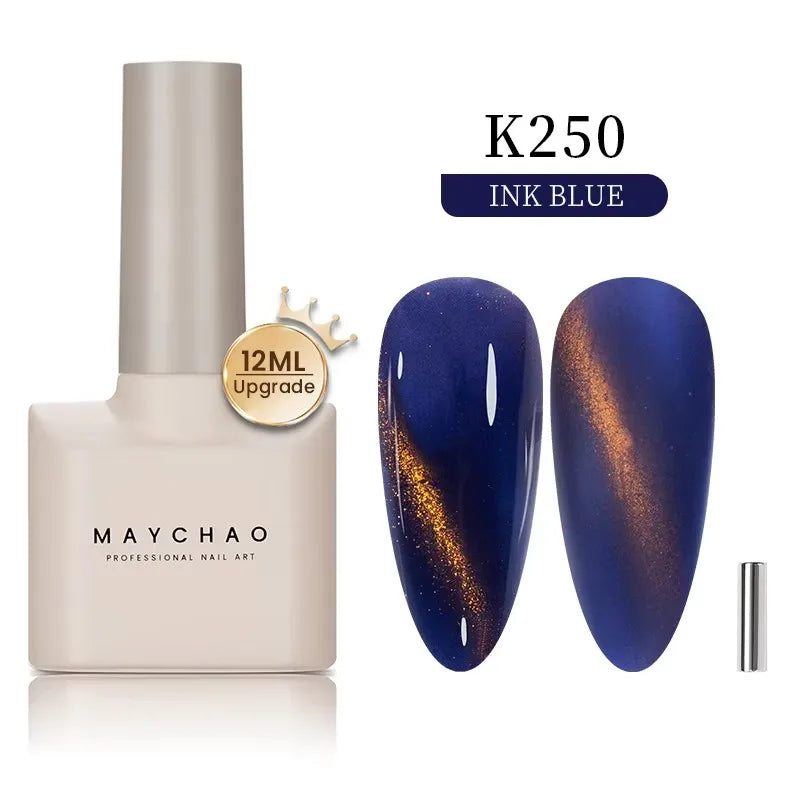 MAYCHAORomantic Galaxy Cat Eye Gel Nail Polish With Magnet Soak off UV Holographic Magnetic Rainbow Gel Polish for Nail Manicure Blushimmer