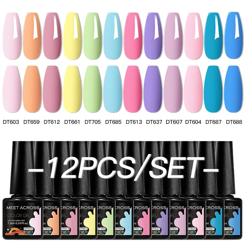 12pc All-season Nail Gel Polish Set Multicolor TPO HEMA Free Long-Lasting UV LED Nail Supplies for Women Daily & Party Wearing Blushimmer