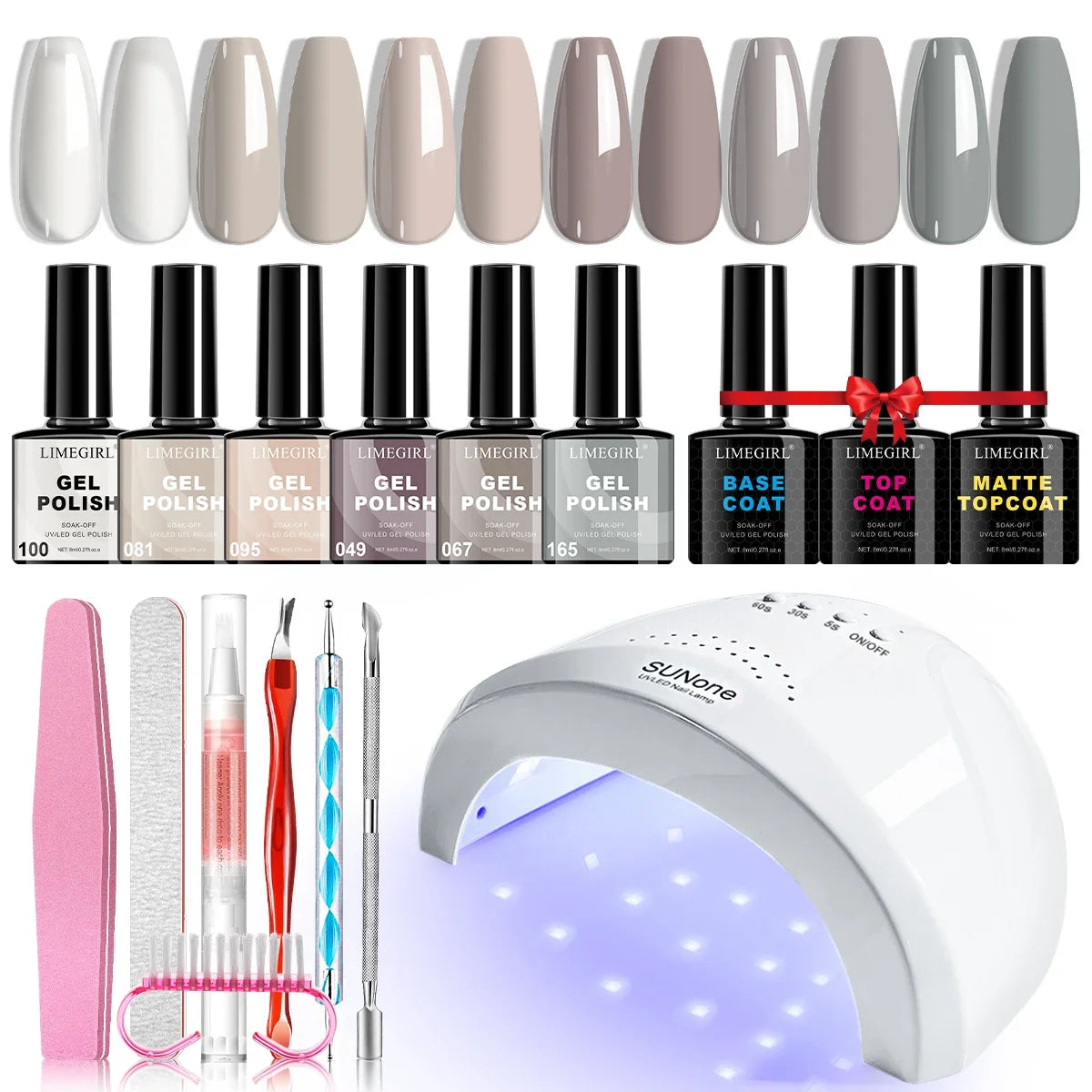 LIMEGIRL Gel Nail Polish Set UV LED Nail Light Gel Nail Kit Semi-Permanent Gel Varn Professional Nail Polishing Art Tool Set Blushimmer