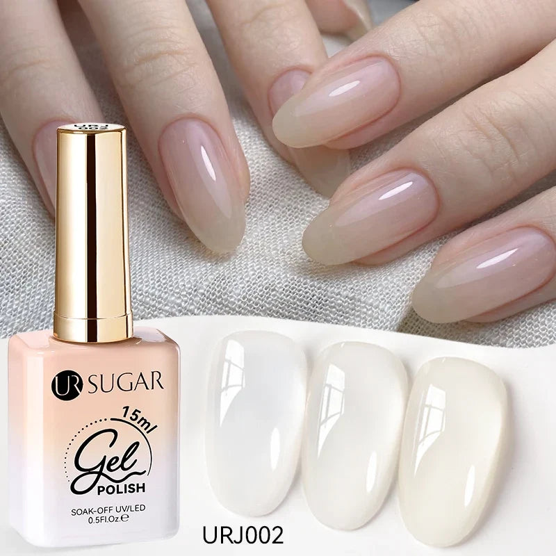 UR SUGAR 15ml Jelly Milky White Translucent Color Gel Polish Semi Permanent UV Gel Nail Art Soak Off Gel Varnish Latest Fashion Blushimmer