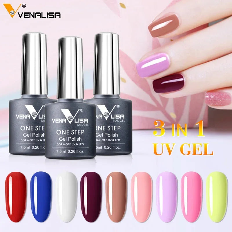 VENALISA 3-in-1 UV Gel Polish One-Step Gel Lacquer Organic Soak off Nail Art Varnish for LED/UV Light New Arrival Nail Salon Blushimmer