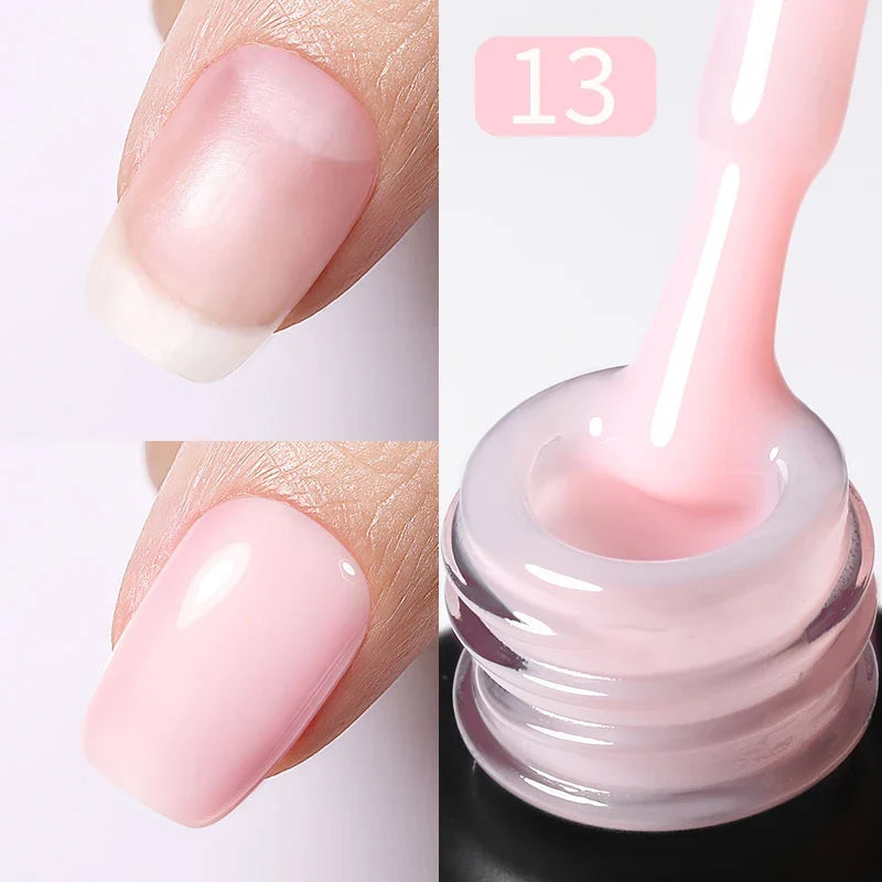 BORN PRETTY Milky Jelly Rubber Base Gel for Gel Nail Polish 15ml Russian Self-leveling Nude Color Soak Off Semi Permanent UV Gel Blushimmer