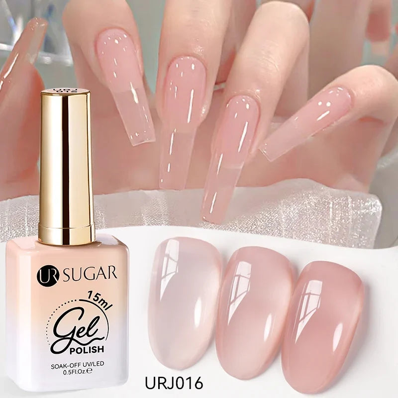 UR SUGAR 15ml Jelly Milky White Translucent Color Gel Polish Semi Permanent UV Gel Nail Art Soak Off Gel Varnish Latest Fashion Blushimmer