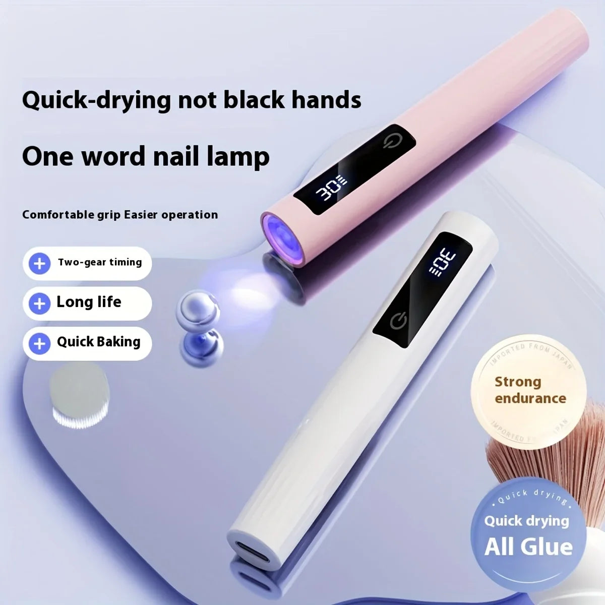 Handheld Nail Light Mini LED Nail Lamp For Gel Nails With Stand & LCD Screen Control 2 levels Adjustable For Fast Curing Blushimmer
