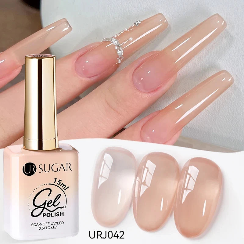 UR SUGAR 15ml Jelly Milky White Translucent Color Gel Polish Semi Permanent UV Gel Nail Art Soak Off Gel Varnish Latest Fashion Blushimmer