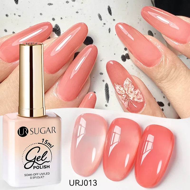 UR SUGAR 15ml Jelly Milky White Translucent Color Gel Polish Semi Permanent UV Gel Nail Art Soak Off Gel Varnish Latest Fashion Blushimmer