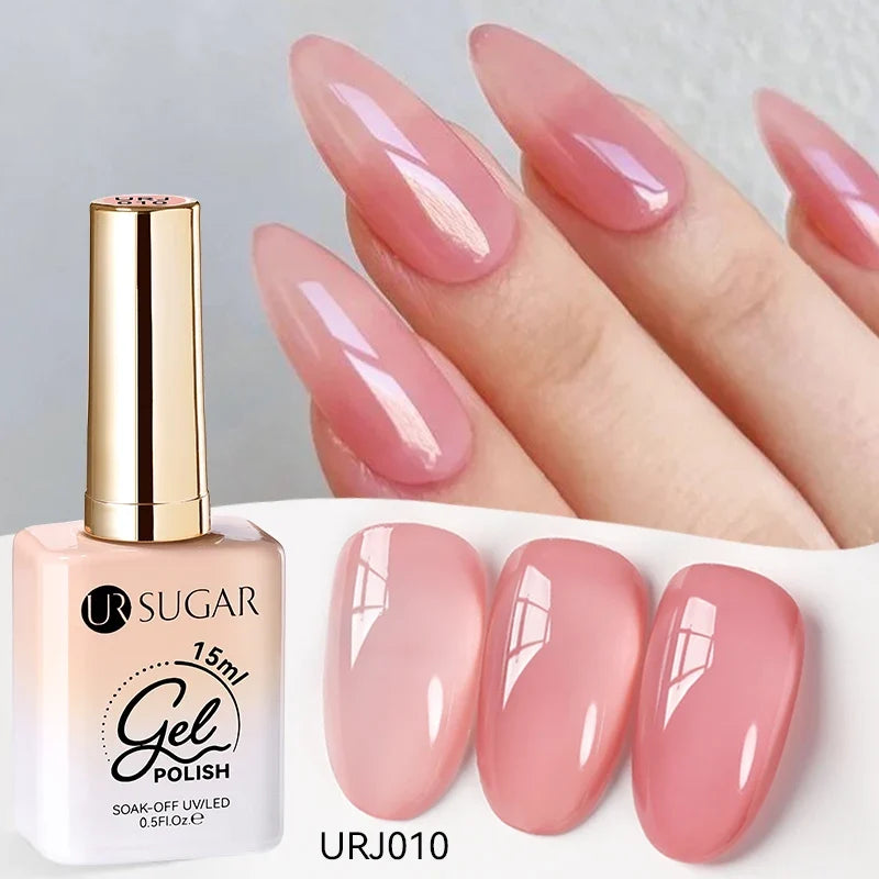 UR SUGAR 15ml Jelly Milky White Translucent Color Gel Polish Semi Permanent UV Gel Nail Art Soak Off Gel Varnish Latest Fashion Blushimmer