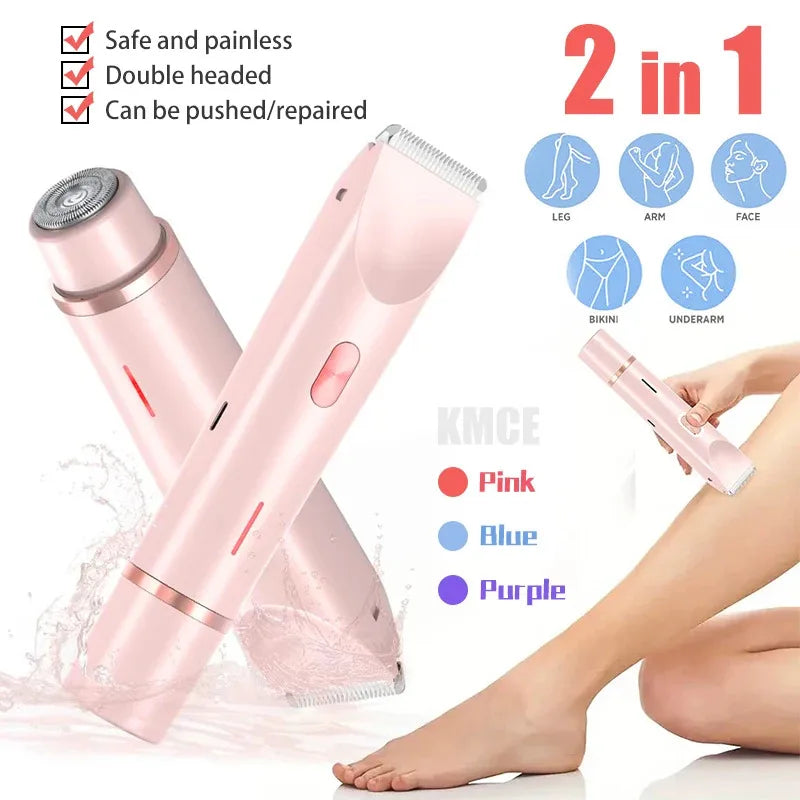 2025 Waterproof Rechargeable Electric Shaver Mini Women Bikini Trimmer Body Hair Remover Mini Double Headed Electric Epilator Noventix