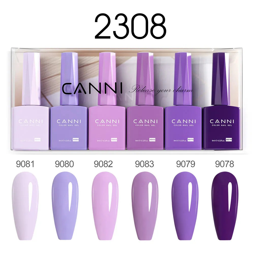 6pcs*9ml CANNI HEMA FREE Nail Gel Polish Set Gorgeous Color Semi Permanent Pigmented Painting Gel Soak off UV LED Gel Nails Kit Blushimmer