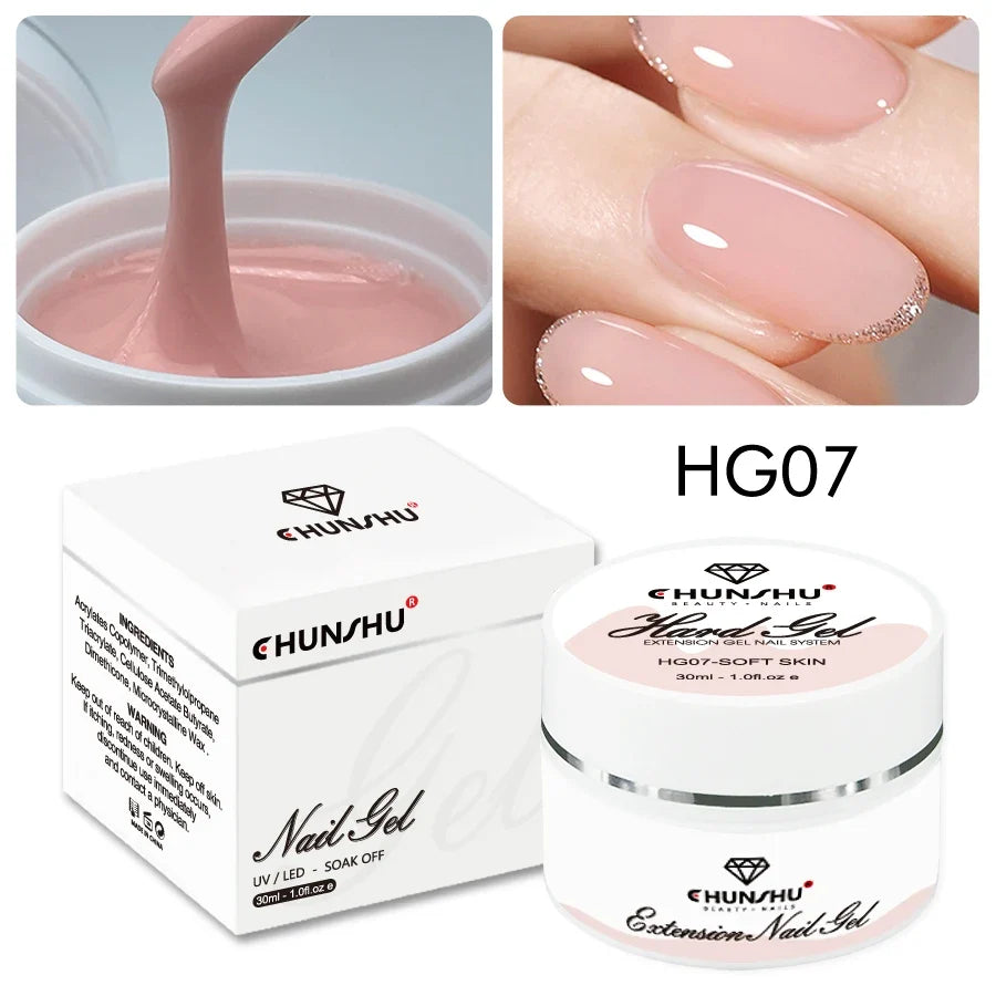 30ML Hard Gel For Nail Extension Milky White Builder Constructor Gel Self Leveling Reinforcement Nail Gels Camouflage Manicure Blushimmer