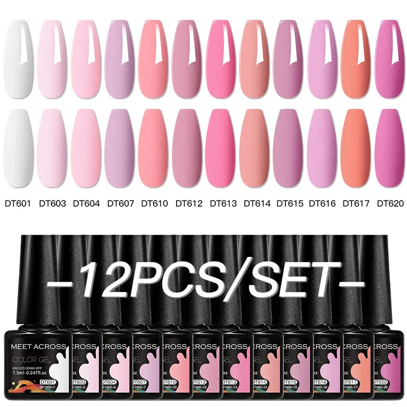12pc All-season Nail Gel Polish Set Multicolor TPO HEMA Free Long-Lasting UV LED Nail Supplies for Women Daily & Party Wearing Blushimmer