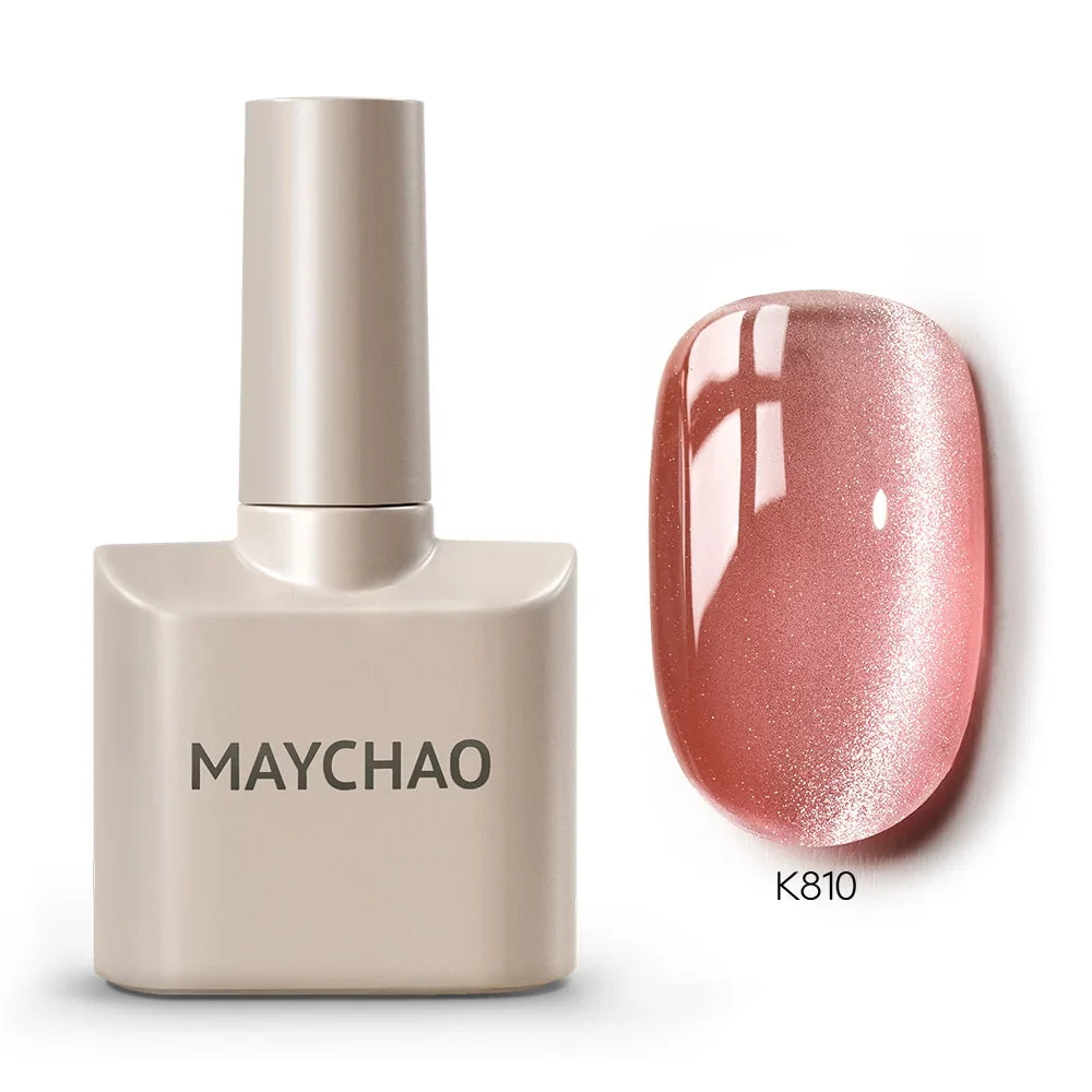 MAYCHAORomantic Galaxy Cat Eye Gel Nail Polish With Magnet Soak off UV Holographic Magnetic Rainbow Gel Polish for Nail Manicure Blushimmer