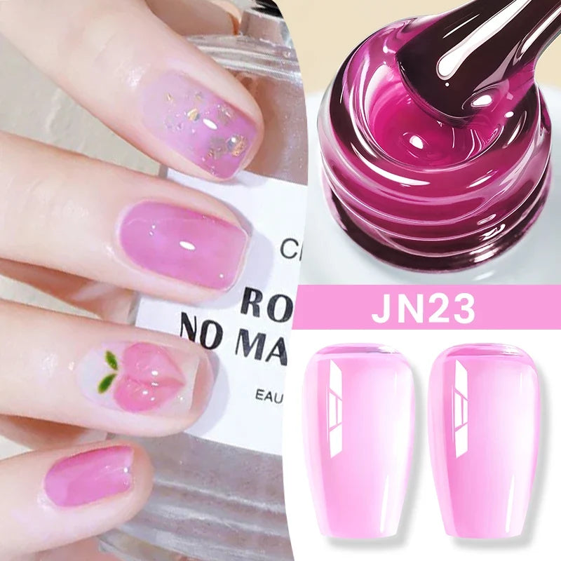 BORN PRETTY Jelly Nude Gel Nail Polish 10ml Light Pink Peach Translucent Color UV Light Cure Gel Varnish Nail Art DIY at Home Blushimmer