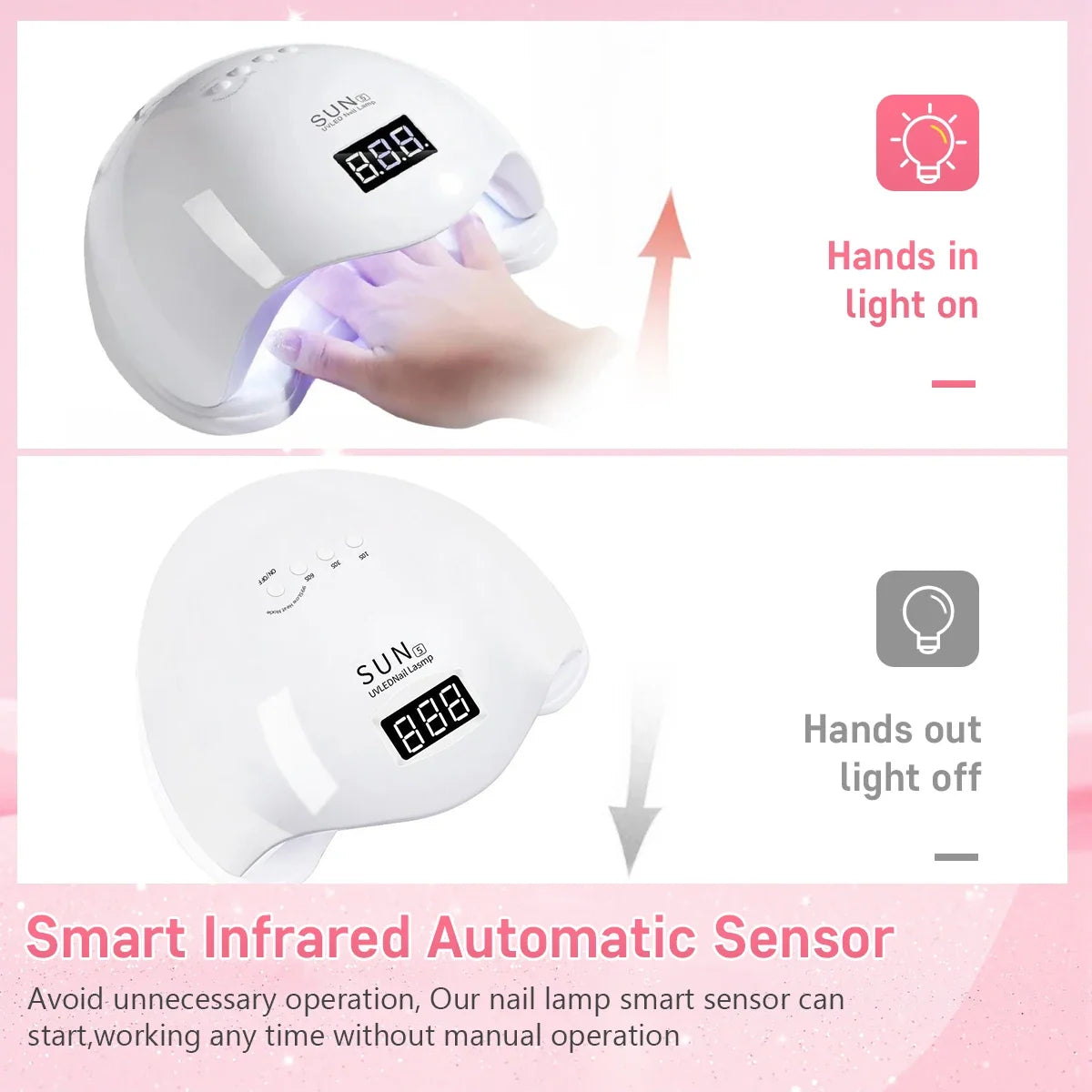 SUN5 UV LED Nail Lamp 48W Nail Dryer For Curing Gel Nail Polish With 4 Timer Automatic Sensor LCD Display Professional Nail Lamp Blushimmer