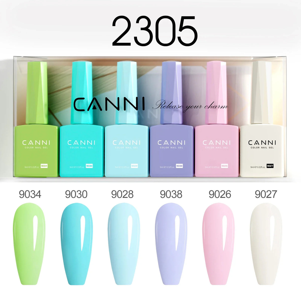 6pcs*9ml CANNI HEMA FREE Nail Gel Polish Set Gorgeous Color Semi Permanent Pigmented Painting Gel Soak off UV LED Gel Nails Kit Blushimmer