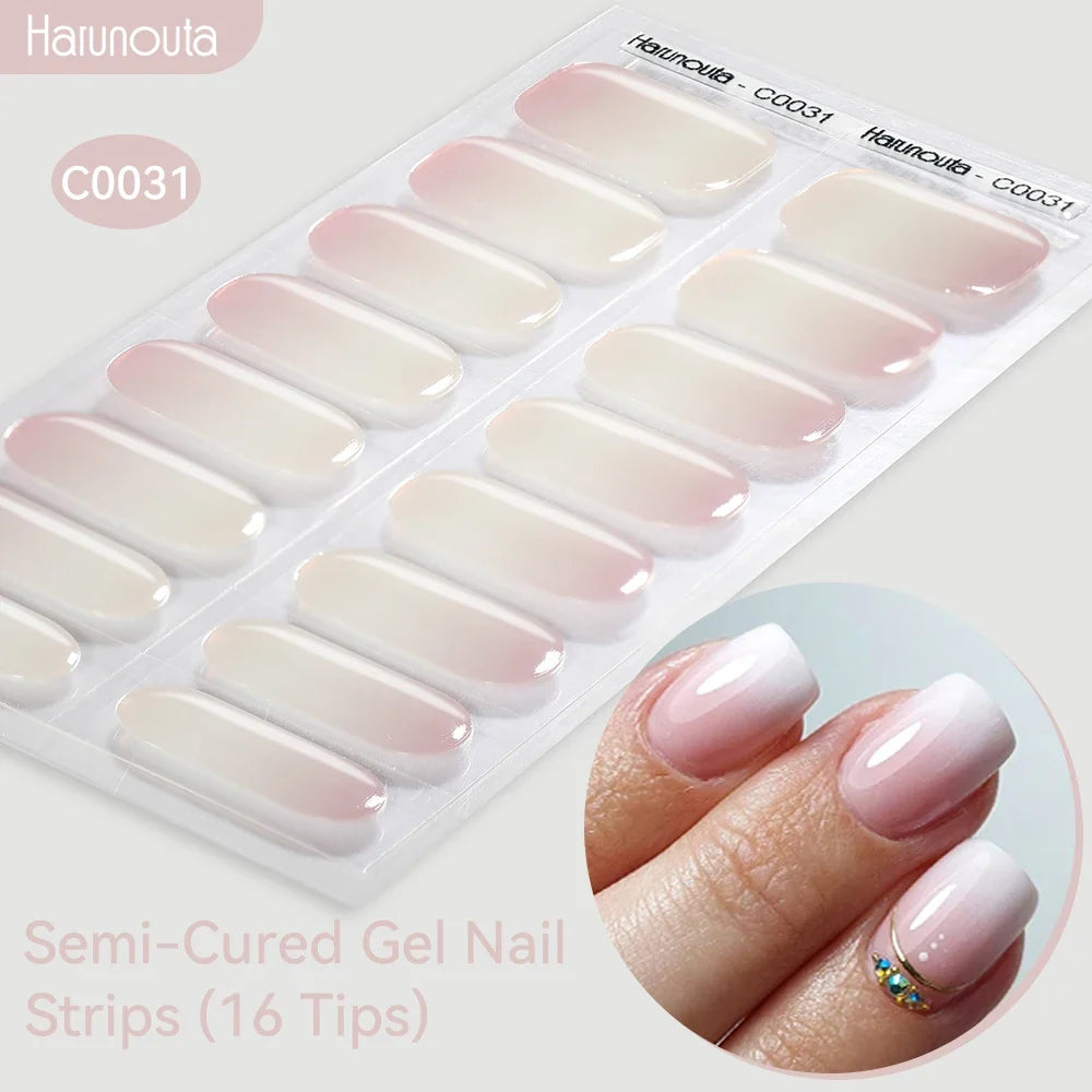 Gradient Auroras Semi Cured Gel Nail Strips Sparkly Shinning DIY Gel Polish Stickers for Nails Works with UV/LED Nail Lamps Blushimmer