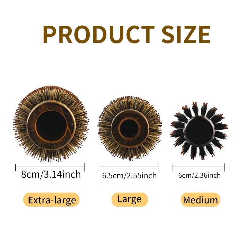 Professional Boar Bristle Round Hair Brush for Women and Men Hair Styling Comb Salon Hairdressing Hairdresser Wood Round Brush WTN Essentials