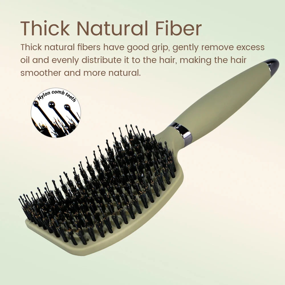 1PC Boar Bristle Detangling Hair Comb Hollow Out Hair Brush Anti-Static Scalp Massage Hairbrush Salon Styling Tools For Gifting Silcy Skin