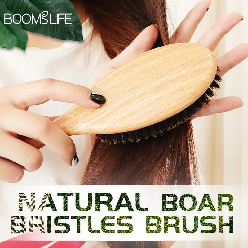 BOOMSLIFE Boar Bristle Hair Brush Women Combs for Hair Wood HairBrush Detangle Straightener Brush Hair Comb Barber Accessories Silcy Skin