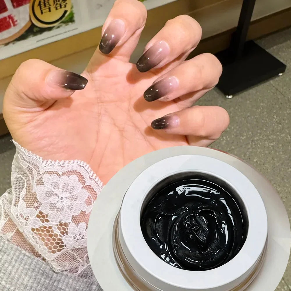 1Jar Black Pat Painting Gel Nail Polish with Air Cushion Gradient Matte Texture Nail Patting Glue Soak Off UV LED Nail Varnish 8 Blushimmer
