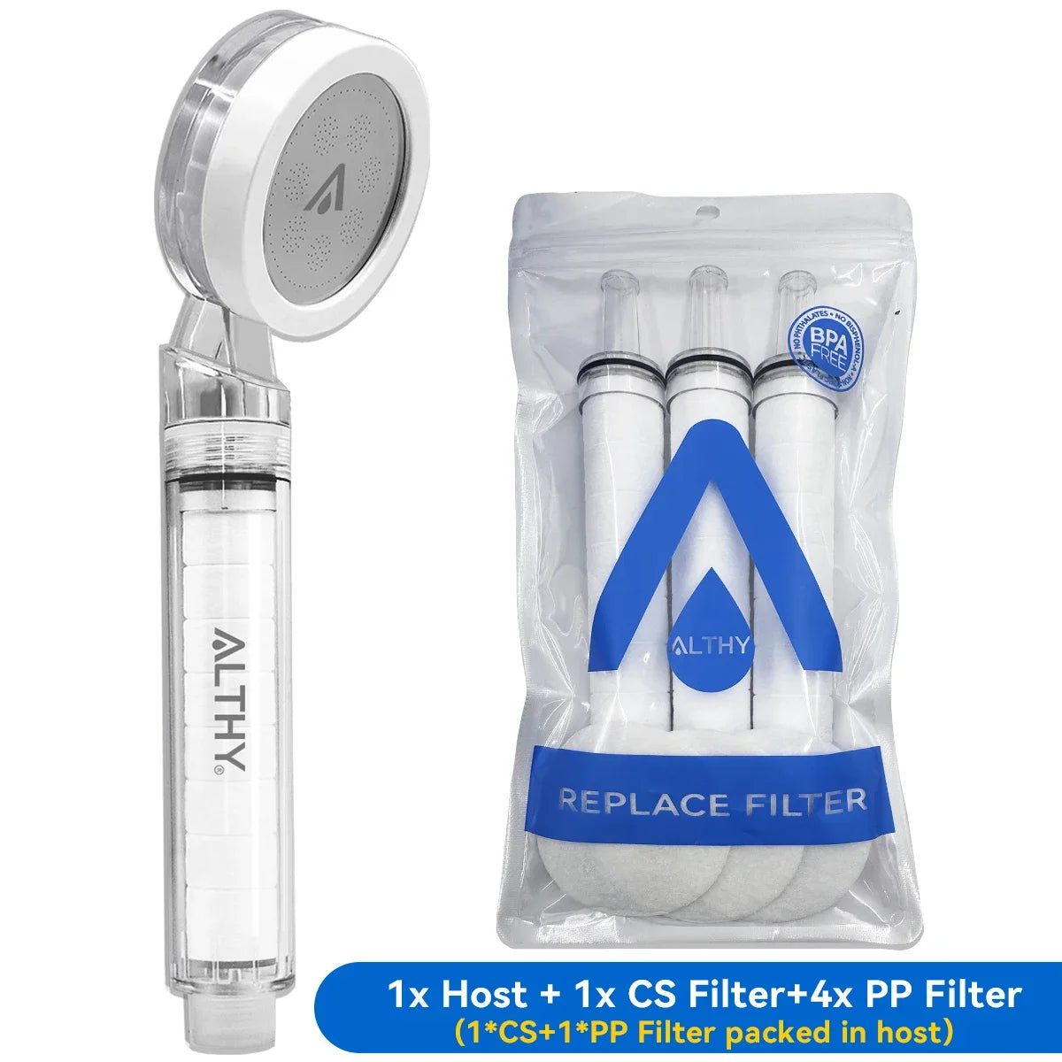 ALTHY High Pressure SPA Handheld Shower Head Water Filter, Reduce Chlorine Heavy Metal, Improves Dry Skin,Hair Dandruff,Eczema Noventix