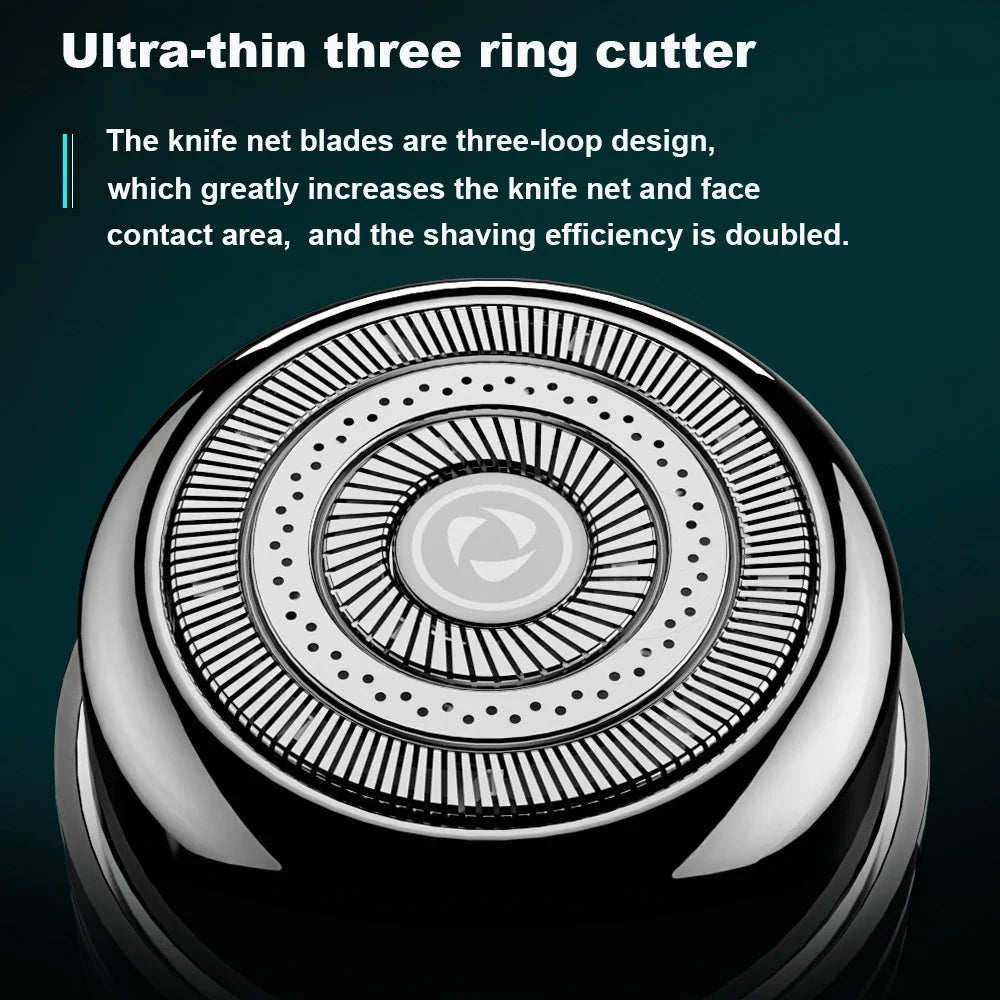 Electrical Mini Shaver for Men 3D Floating Blade IPX7 Washable Type-C USB Rechargeable Shaving Beard Machine for Home Travel Noventix
