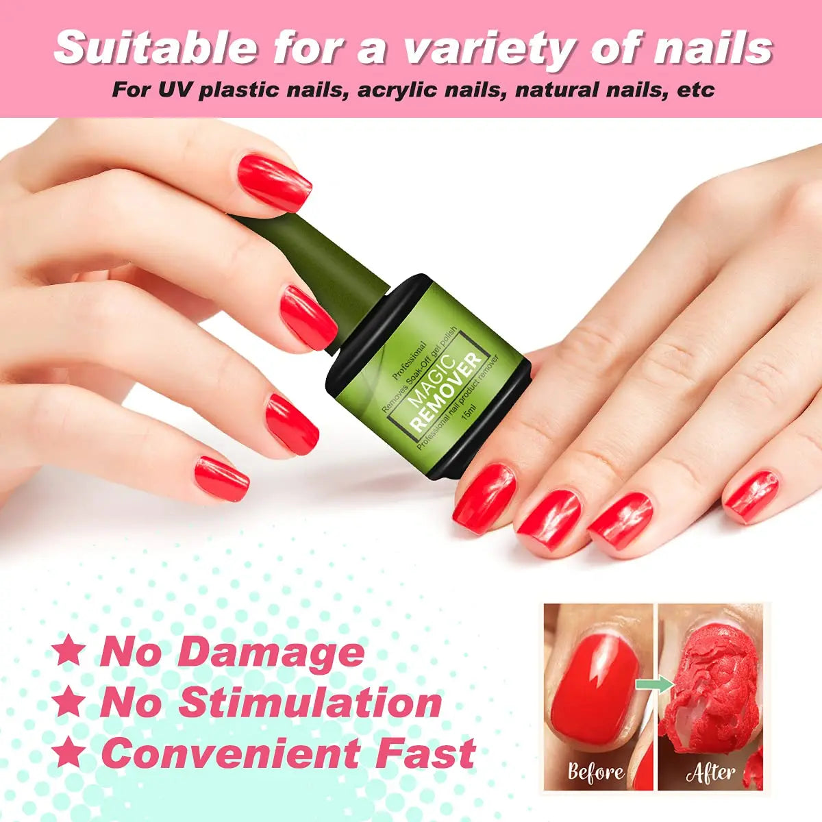 15ml Magic Fast Nail Gel Polish Remover Clean UV Soak Off Semi Permanent Varnish Nail Art Removal Tools Manicure 2025 New Blushimmer