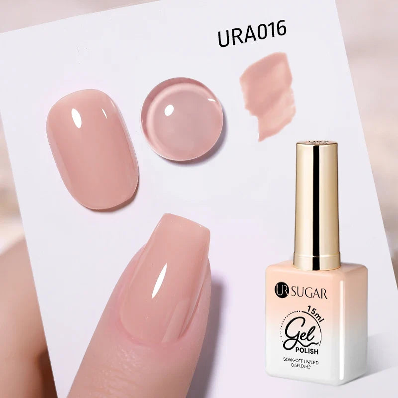 UR SUGAR 15ml Jelly Milky White Translucent Color Gel Polish Semi Permanent UV Gel Nail Art Soak Off Gel Varnish Latest Fashion Blushimmer