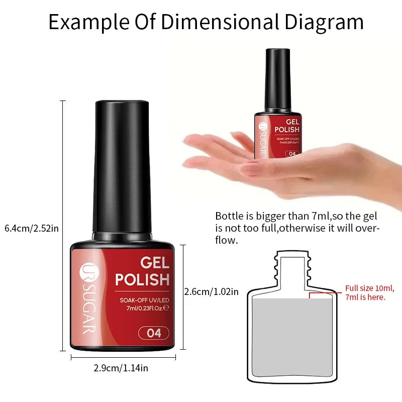 UR SUGAR 7ml All Season Gel Nail Polish Set Nude Pink Red Glitter Semi Permanent UV Gel Kits All For Manicure Soak Off Vernis Blushimmer