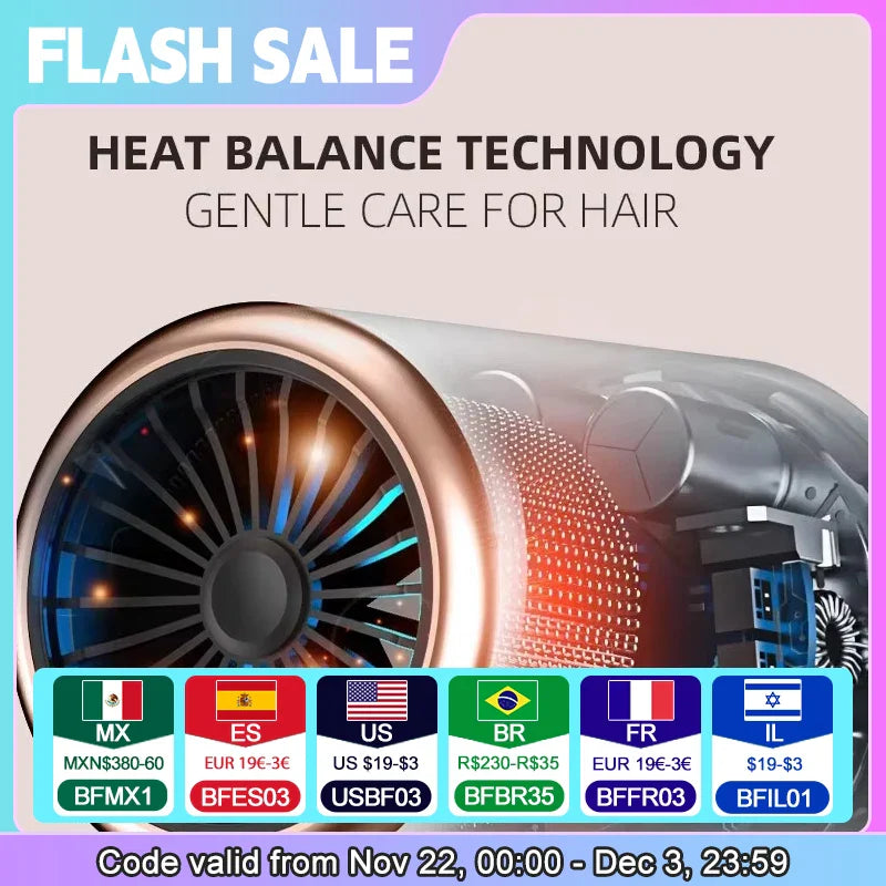 Hair Dryer, High-Speed Electric Turbine Airflow, Low Noise, Constant Temperature And Quick Drying, Suitable For Home Salons. WTN Essentials