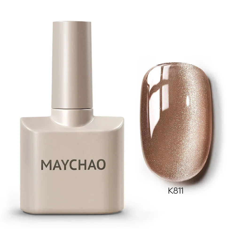 MAYCHAORomantic Galaxy Cat Eye Gel Nail Polish With Magnet Soak off UV Holographic Magnetic Rainbow Gel Polish for Nail Manicure Blushimmer
