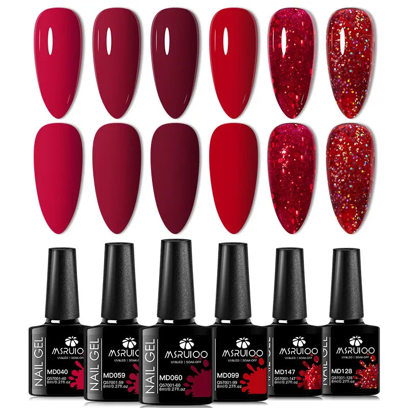 6pc Nail Gel Polish Set All-Season Ultra Pigmented Semi Permanent UV Painting Gel For Nails Salon DIY Manicure Varnish Design Blushimmer