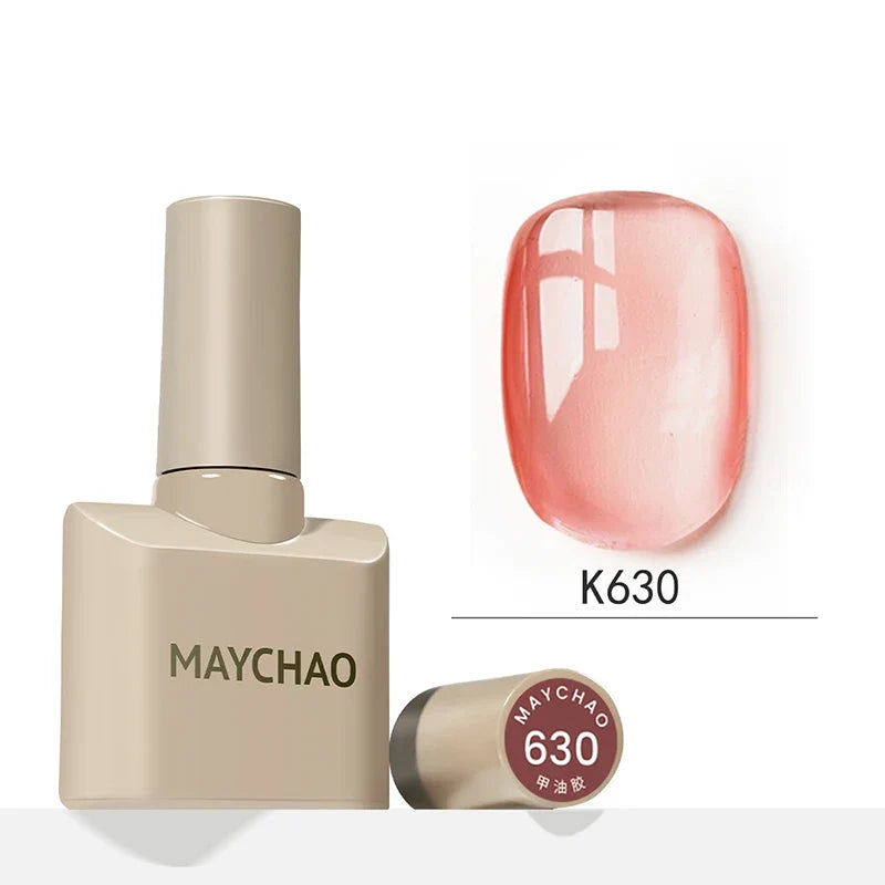 MAYCHAO 12ml Jelly Gel Nail Polish Semi Permanent Top Coat Soak Off UV LED Gel Art Nail Varnish Manicure Long Lasting Nail Gel Blushimmer