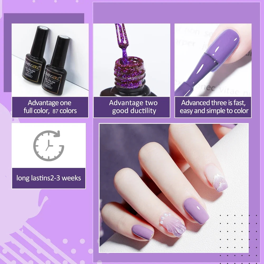 Limegirl Nail Set Nail Gel Tools Kit 54W Nail Lamp 18/12/7 Colors UV Gel Nail Polish Kit Contains Nail Drill Machine Nail Kit Blushimmer