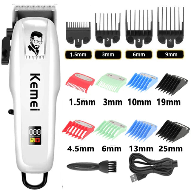Kemei Professional Hair Clipper Rechargeable Hair Trimmer For Men Shaver Hair Cutting Machine Barber Accessories Cut Machin WTN Essentials