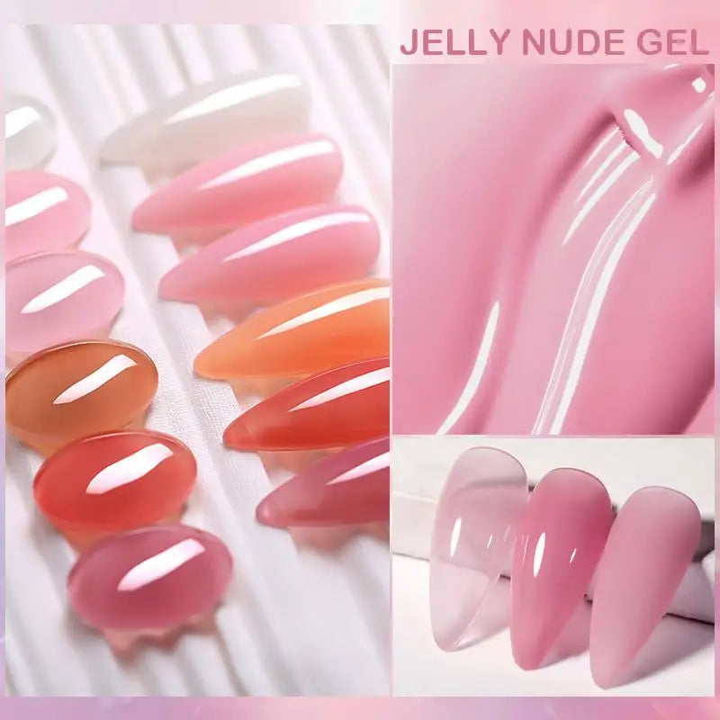 LILYCUTE 6PCS/SET 7ml Jelly Pink Nude Translucent Gel Nail Polish Set Semi Permanent Soak Off Nail Art Manicure Gel Set Blushimmer