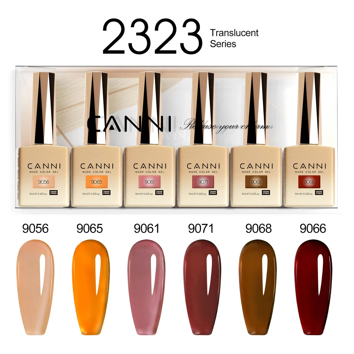 6pcs*9ml CANNI HEMA FREE Nail Gel Polish Set Gorgeous Color Semi Permanent Pigmented Painting Gel Soak off UV LED Gel Nails Kit Blushimmer
