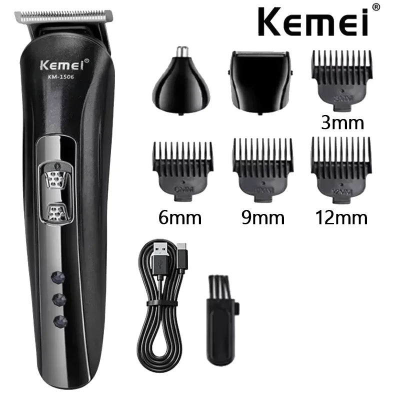 Kemei Electric Rechargeable Nose Professional Shaving Machine KM-1506 3 in 1 Electric Shaver USB Charging Hair trimmer Noventix