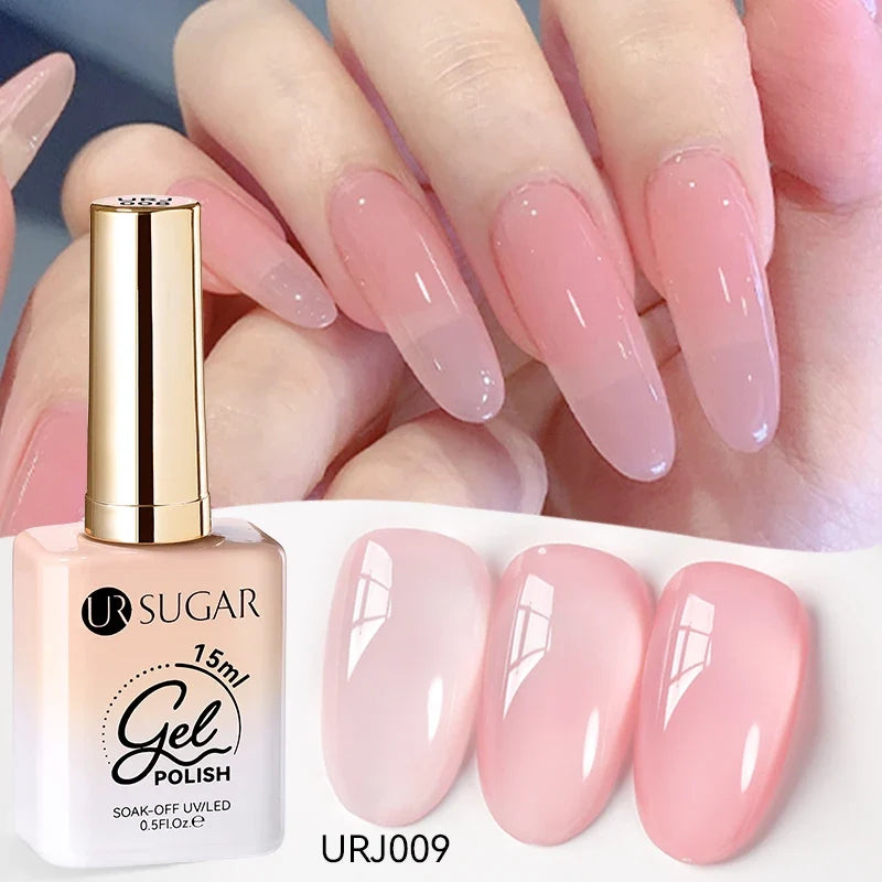 UR SUGAR 15ml Jelly Milky White Translucent Color Gel Polish Semi Permanent UV Gel Nail Art Soak Off Gel Varnish Latest Fashion Blushimmer
