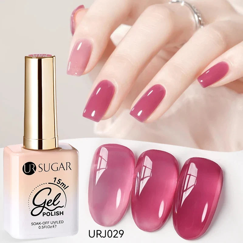 UR SUGAR 15ml Jelly Milky White Translucent Color Gel Polish Semi Permanent UV Gel Nail Art Soak Off Gel Varnish Latest Fashion Blushimmer