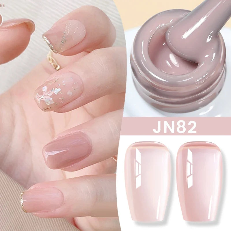 BORN PRETTY Jelly Nude Gel Nail Polish 10ml Light Pink Peach Translucent Color UV Light Cure Gel Varnish Nail Art DIY at Home Blushimmer