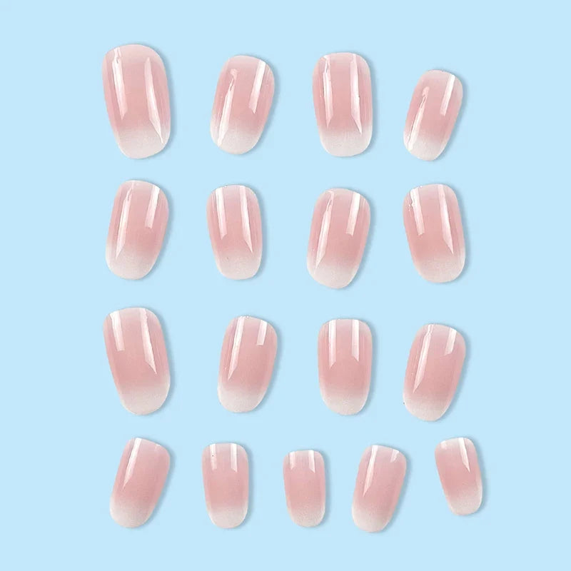 24Pcs Oval Short Pink Press on Nails Simple Ombre Spring False Nail for Sweet Sassy Cool Women&Girl Removable Wearable Nail Art Blushimmer