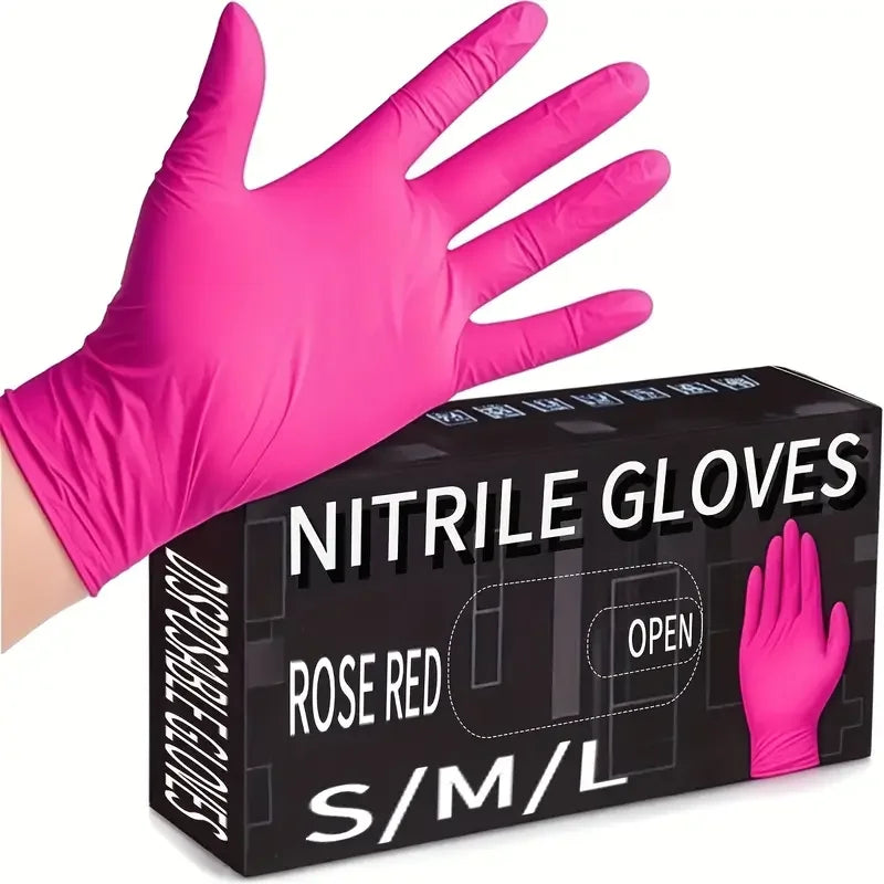 Fuchsia Nitrile Disposable Gloves 20/100PCS 3-mil Powder & Latex Free Household Cleaning Gloves for Cooking Kitchen Esthetician WTN Essentials