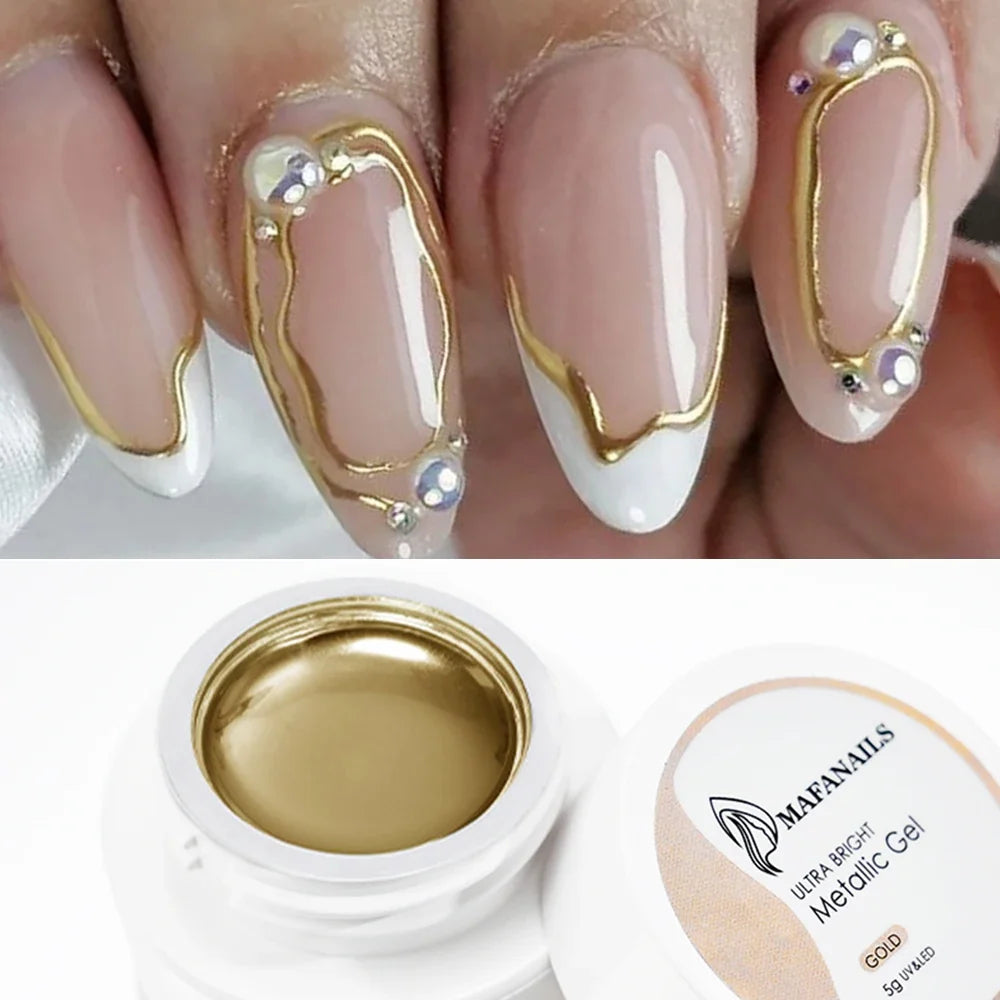 MingLee Silver Metal Gel Metallic Nail Polish Chrome 3D Metal Painted Gel Polish 5ml Liquid Mirror Effect Glossy Shine Manicure Blushimmer