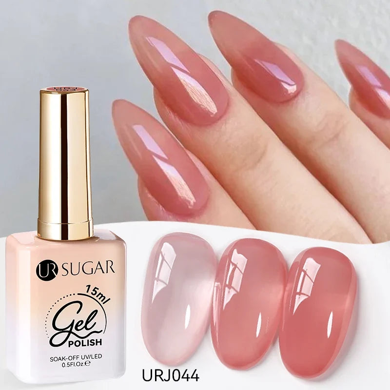 UR SUGAR 15ml Jelly Milky White Translucent Color Gel Polish Semi Permanent UV Gel Nail Art Soak Off Gel Varnish Latest Fashion Blushimmer