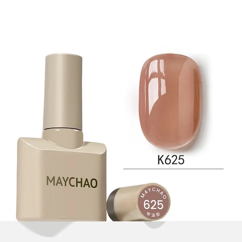 MAYCHAO 12ml Jelly Gel Nail Polish Semi Permanent Top Coat Soak Off UV LED Gel Art Nail Varnish Manicure Long Lasting Nail Gel Blushimmer