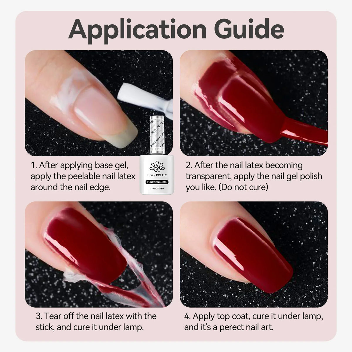 BORN PRETTY 15ml Peel Off Nail Latex Tape Gel Nail Polish Anti-freezing Quick Dry No Need for Curing Nails Finger Protector Tool Blushimmer
