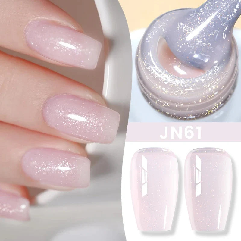 BORN PRETTY Jelly Nude Gel Nail Polish 10ml Light Pink Peach Translucent Color UV Light Cure Gel Varnish Nail Art DIY at Home Blushimmer